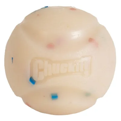 CHUCKIT BIRTHDAY BALL MET VANILLEGEUR M 6 CM CHUCKIT BIRTHDAY BALL MET VANILLEGEUR M 6 CM