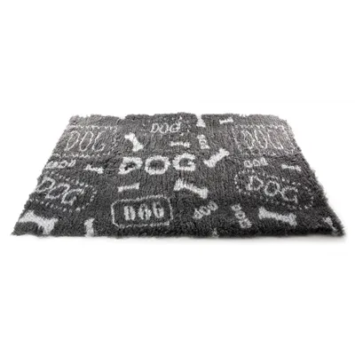 VETBED DOG PRINT GRIJS / WIT GERECYCLED 75X50 CM VETBED DOG PRINT GRIJS / WIT GERECYCLED 75X50 CM