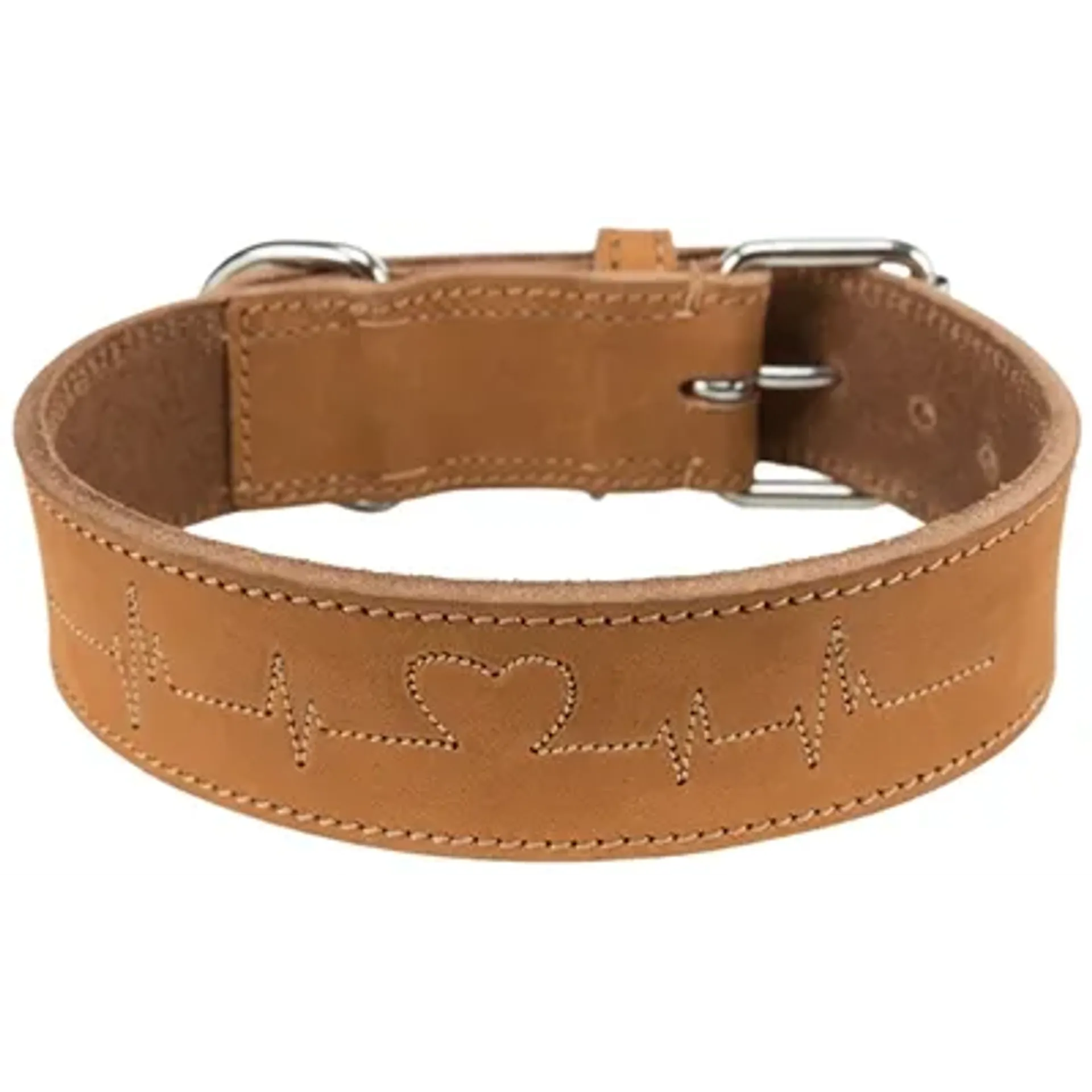 TRIXIE HALSBAND HOND RUSTIC VETLEER HEARTBEAT BRUIN 47-55X4 CM