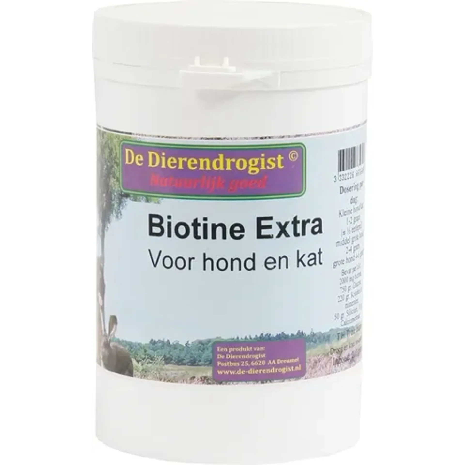 DIERENDROGIST BIOTINE POEDER+KRUIDEN VOOR HOND EN KAT 200 GR