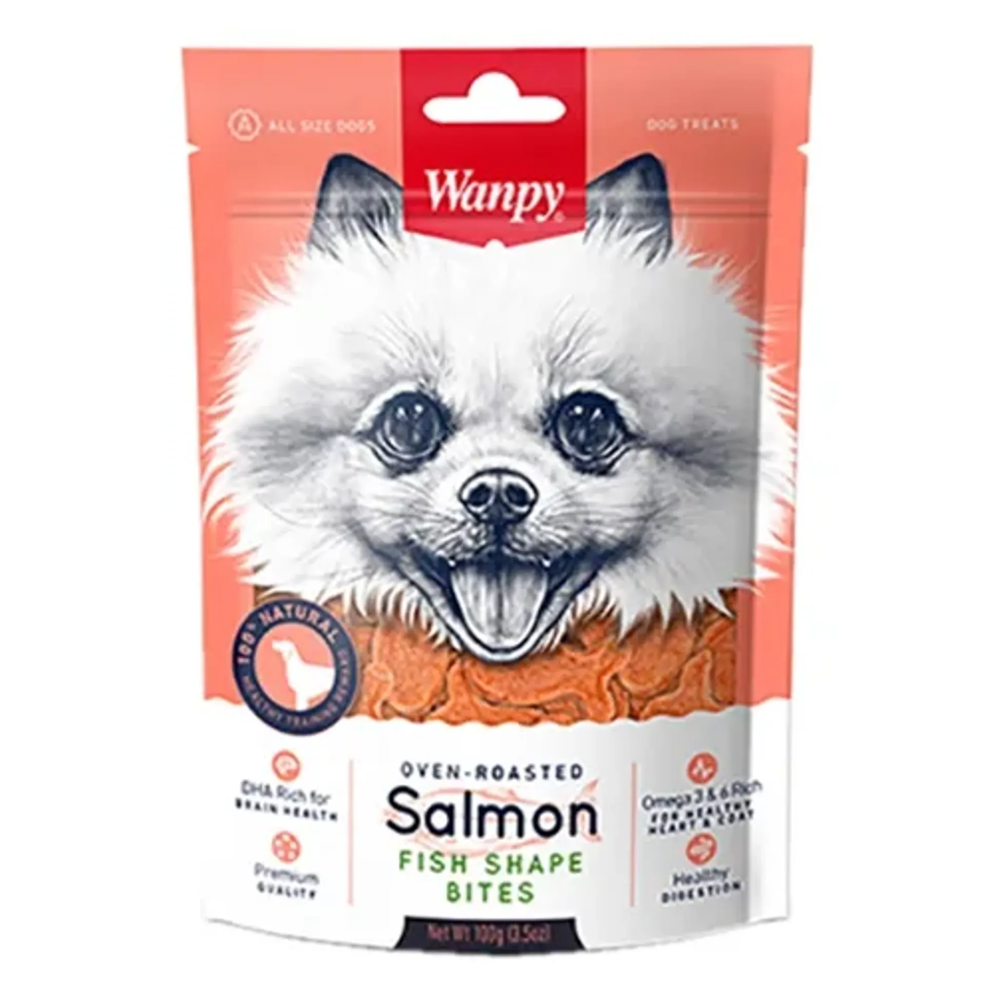 WANPY OVEN-ROASTED SALMON FISH SHAPE BITES 100 GR