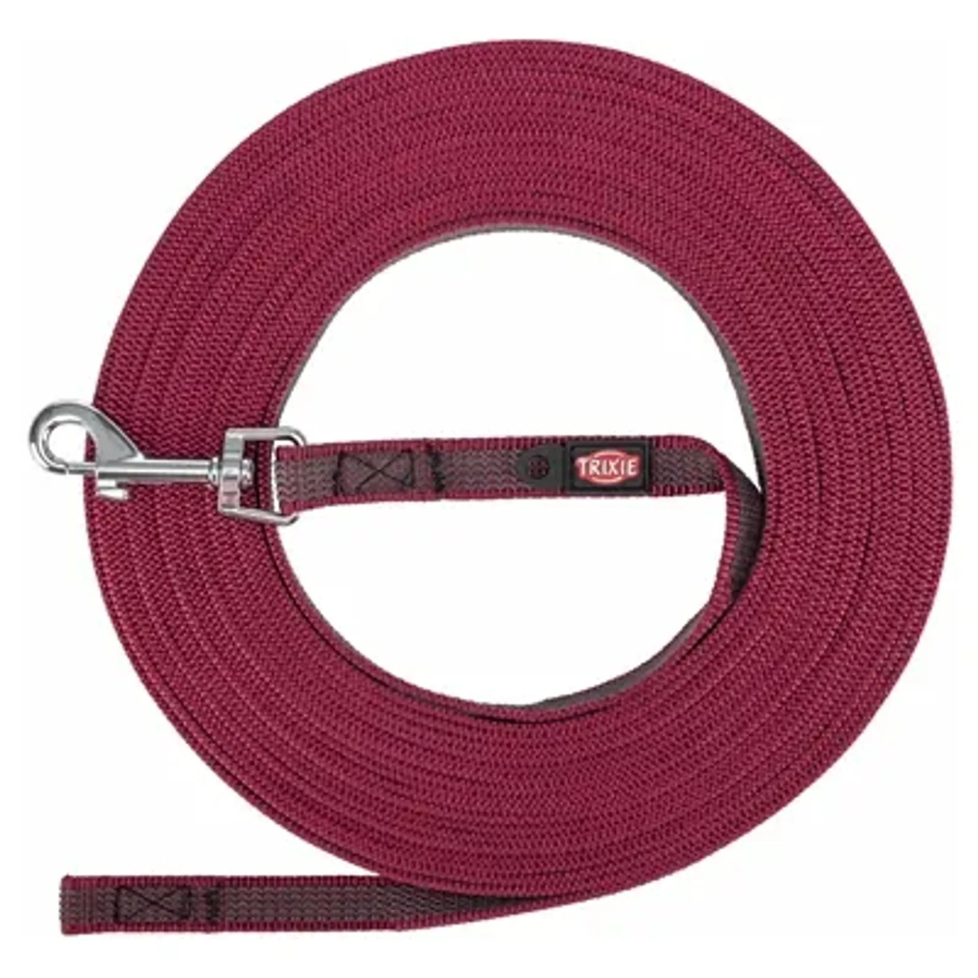 TRIXIE HONDENRIEM SLEEPLIJN MET RUBBER ANTI SLIP SANGRIA ROOD S/M 10 MTR X 1,5 CM