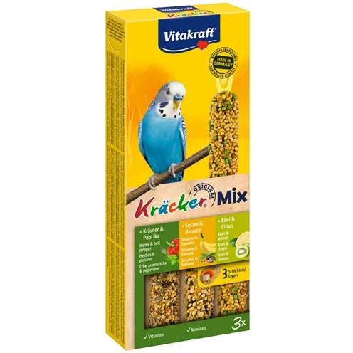 VITAKRAFT PARKIET KRACKER VIJGEN/BANAAN-SESAM/KIWI 3 IN 1 VITAKRAFT PARKIET KRACKER VIJGEN/BANAAN-SESAM/KIWI 3 IN 1