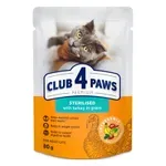 CLUB 4 PAWS PREMIUM ADULT STERILISED POUCH KALKOEN IN SAUS 24X80 GR CLUB 4 PAWS PREMIUM ADULT STERILISED POUCH KALKOEN IN SAUS 24X80 GR