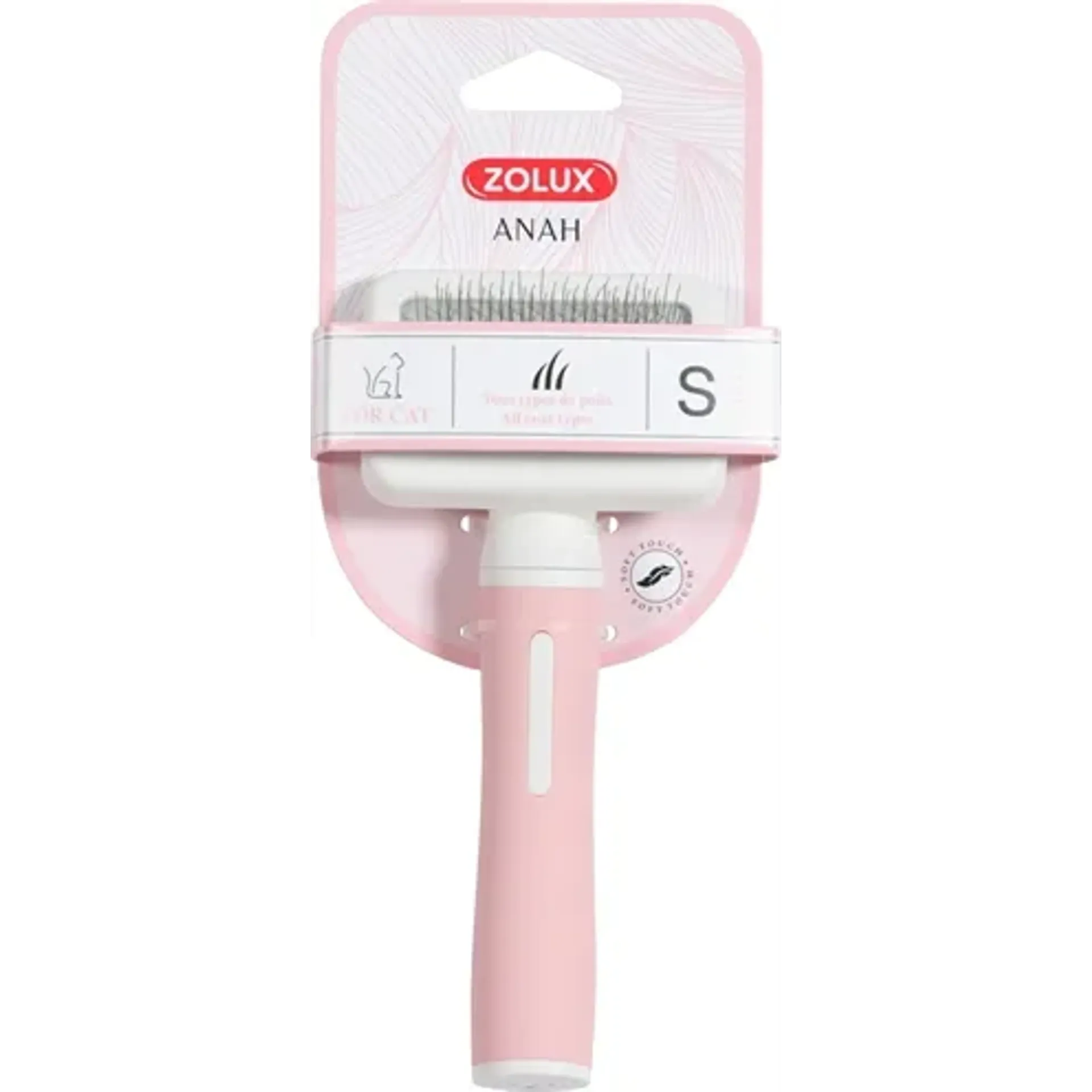 ZOLUX ANAH SLICKERBORSTEL ROZE / WIT S 7,5X3,5X16,5 CM