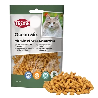 TRIXIE OCEAN MIX MET KIPPENBORST EN CATNIP 50 GR TRIXIE OCEAN MIX MET KIPPENBORST EN CATNIP 50 GR