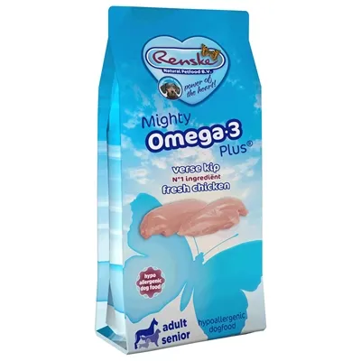 RENSKE MIGHTY OMEGA PLUS ADULT / SENIOR KIP/RIJST HYPOALLERGEEN 12 KG RENSKE MIGHTY OMEGA PLUS ADULT / SENIOR KIP/RIJST HYPOALLERGEEN 12 KG