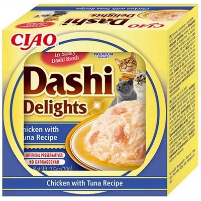 INABA DASHI DELIGHTS CHICKEN WITH TUNA RECIPE 70 GR INABA DASHI DELIGHTS CHICKEN WITH TUNA RECIPE 70 GR