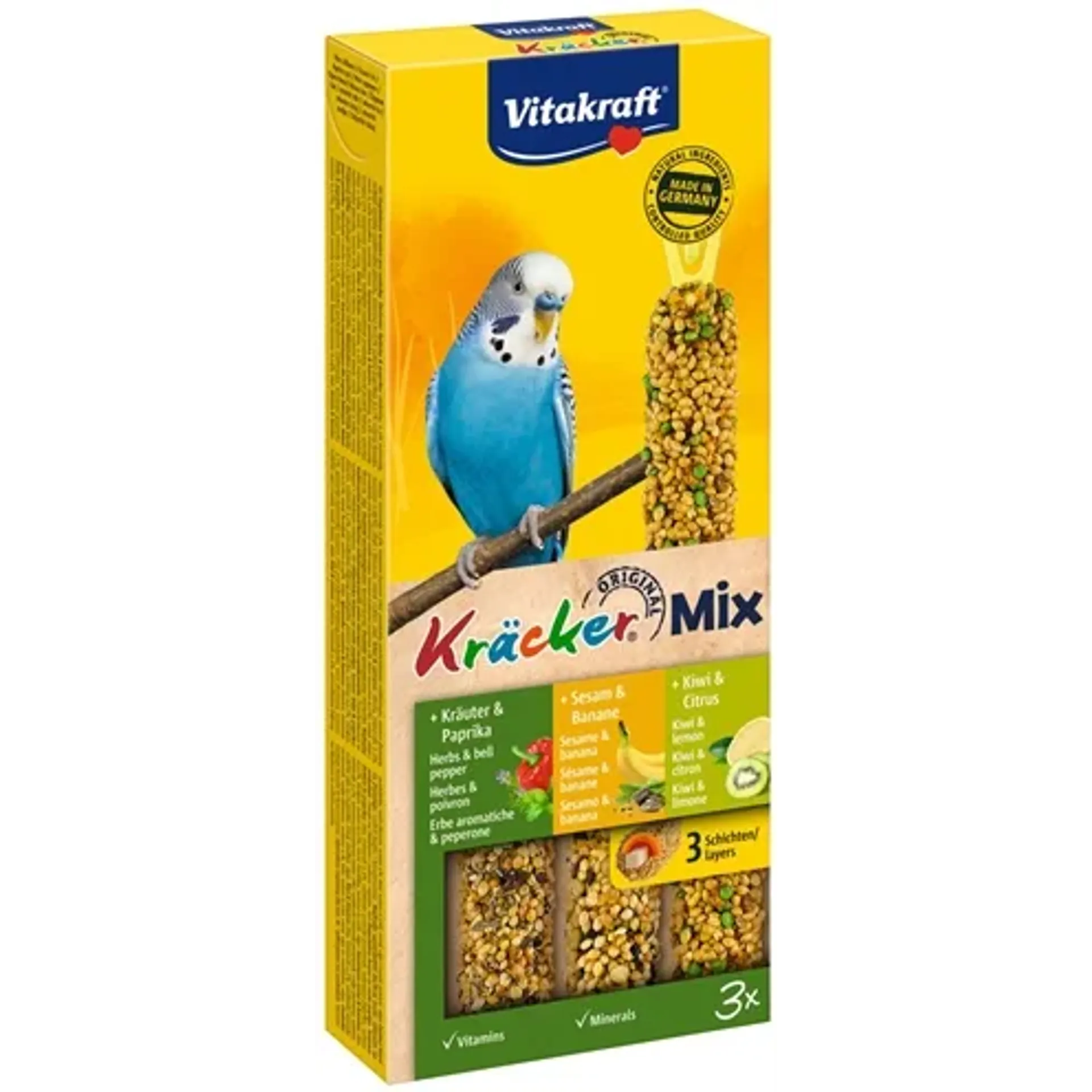 VITAKRAFT PARKIET KRACKER VIJGEN/BANAAN-SESAM/KIWI 3 IN 1