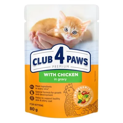 CLUB 4 PAWS PREMIUM KITTEN CHICKEN IN GRAVY POUCH 24X80 GR CLUB 4 PAWS PREMIUM KITTEN CHICKEN IN GRAVY POUCH 24X80 GR