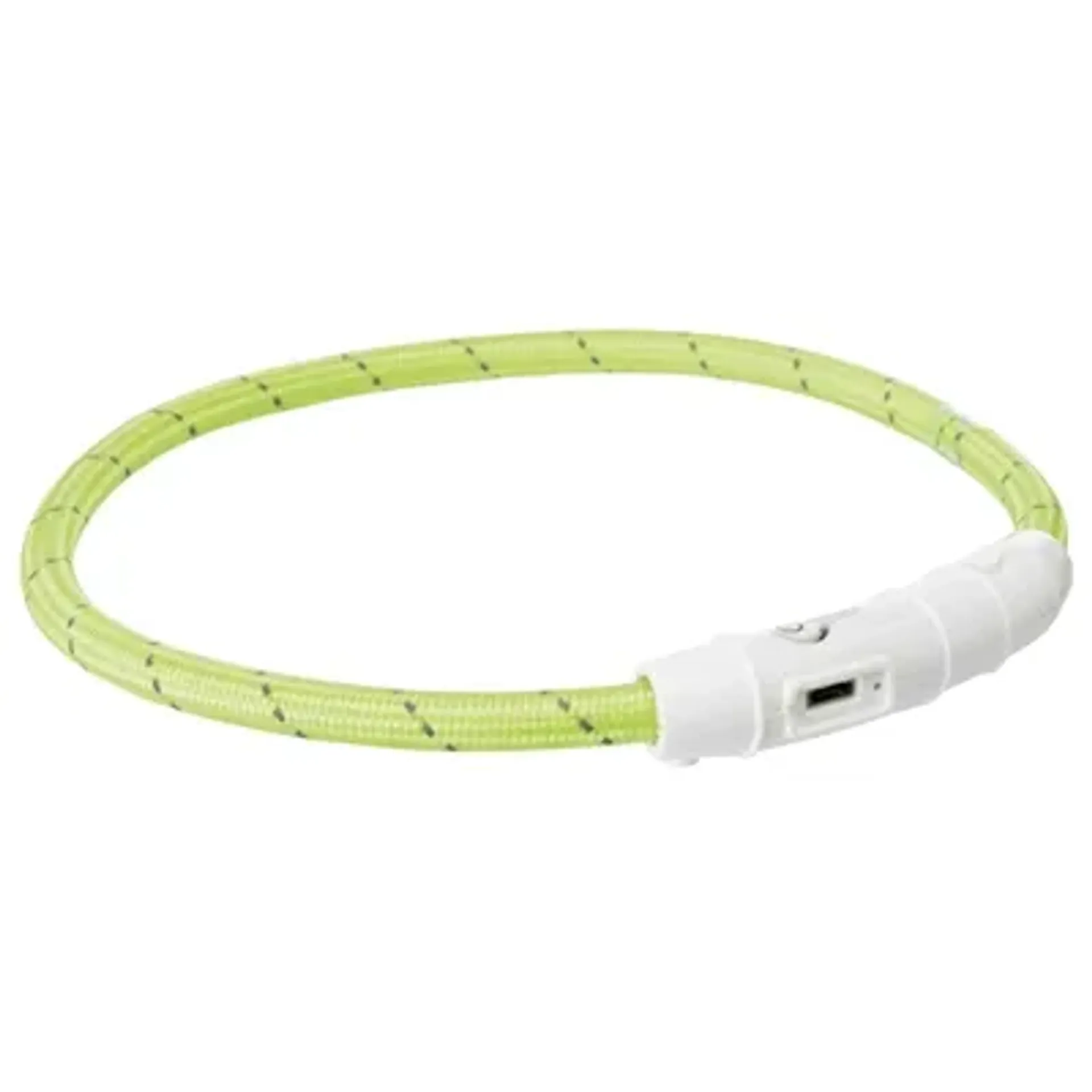 TRIXIE LICHTGEVENDE HALSBAND HOND FLASH USB TPU / NYLON GROEN 35X0,7 CM