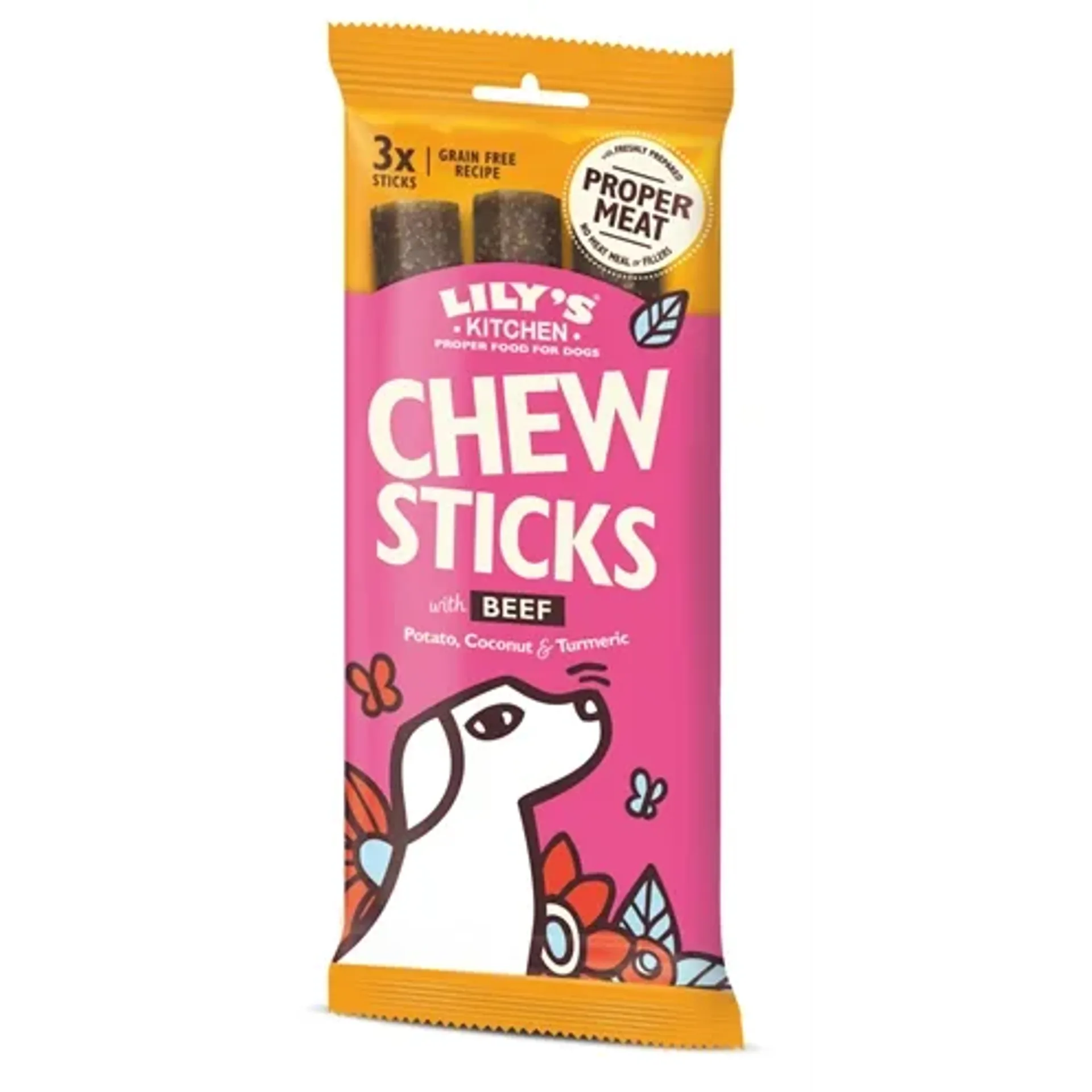 LILY’S KITCHEN CHEW STICKS WITH BEEF 120 GR 3 ST