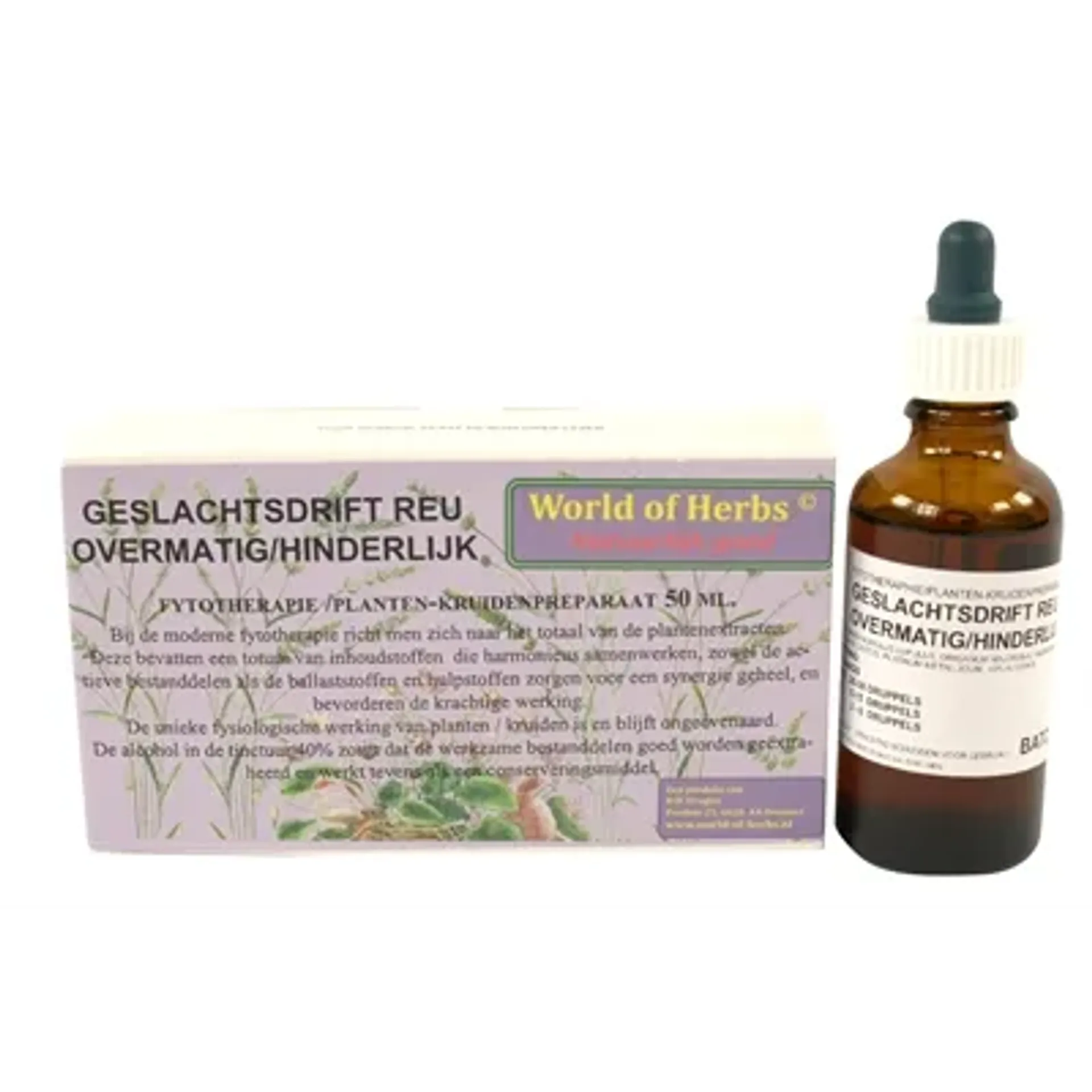 WORLD OF HERBS FYTOTHERAPIE OVERMATIGE GESLACHTSDRIFT REU 50 ML