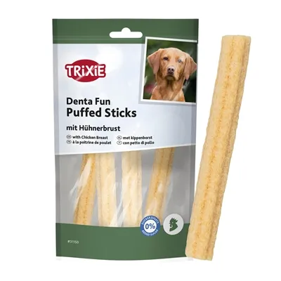 TRIXIE DENTA FUN PUFFED STICKS MET KIPPENBORST 40 GR TRIXIE DENTA FUN PUFFED STICKS MET KIPPENBORST 40 GR