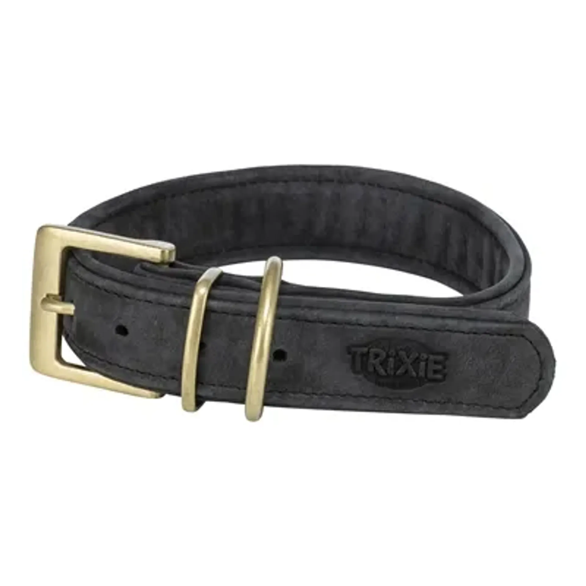 TRIXIE HALSBAND HOND PURE LEER ZWART S-M 31-37X3 CM