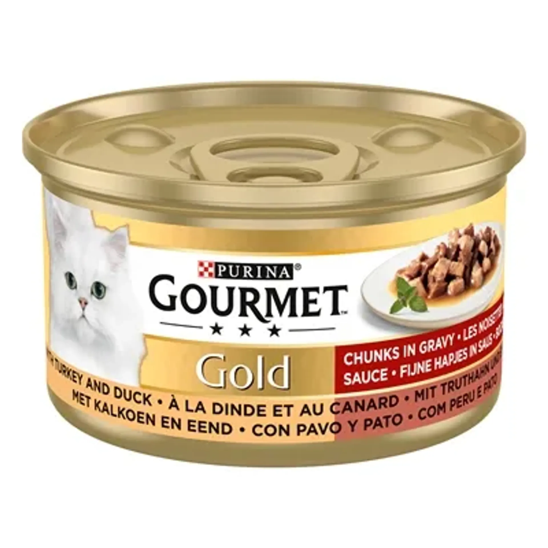 GOURMET GOLD FIJNE HAPJES KALKOEN / EEND 24X85 GR