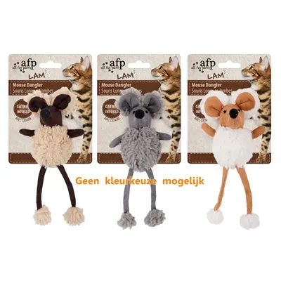 AFP MOUSE DANGLER LAMSWOL MET CATNIP ASSORTI 16 CM AFP MOUSE DANGLER LAMSWOL MET CATNIP ASSORTI 16 CM