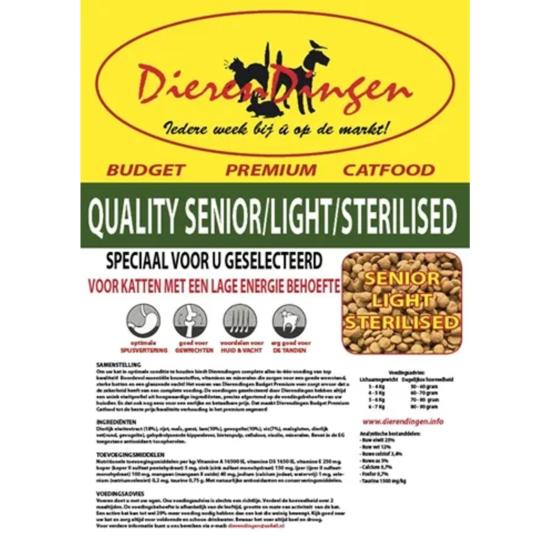BUDGET PREMIUM CATFOOD QUALITY SENIOR / LIGHT / STERILISED 15 KG