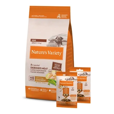 NATURES VARIETY ADULT MINI CHICKEN GRAANVRIJ + 2 FREEZE DRIED TOPPERS 1,5 KG + 2X120 GR NATURES VARIETY ADULT MINI CHICKEN GRAANVRIJ + 2 FREEZE DRIED TOPPERS 1,5 KG + 2X120 GR