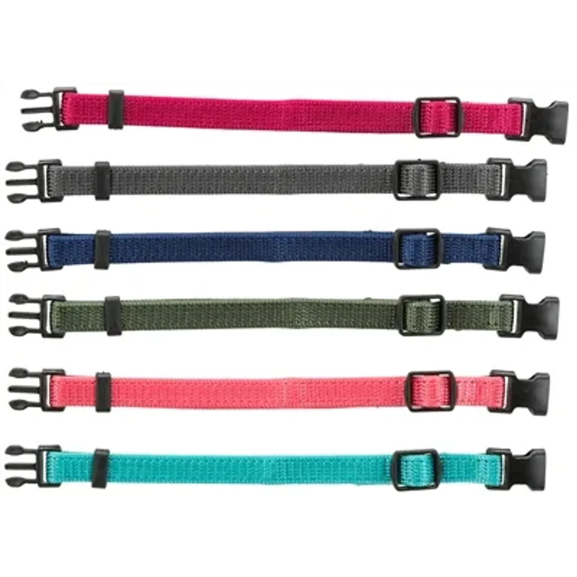 TRIXIE PUPPY HALSBANDSET FUCHSIA/GRAFIET/INDIGO/GROEN/KORAAL/BLAUW 22-35 CM 6 ST