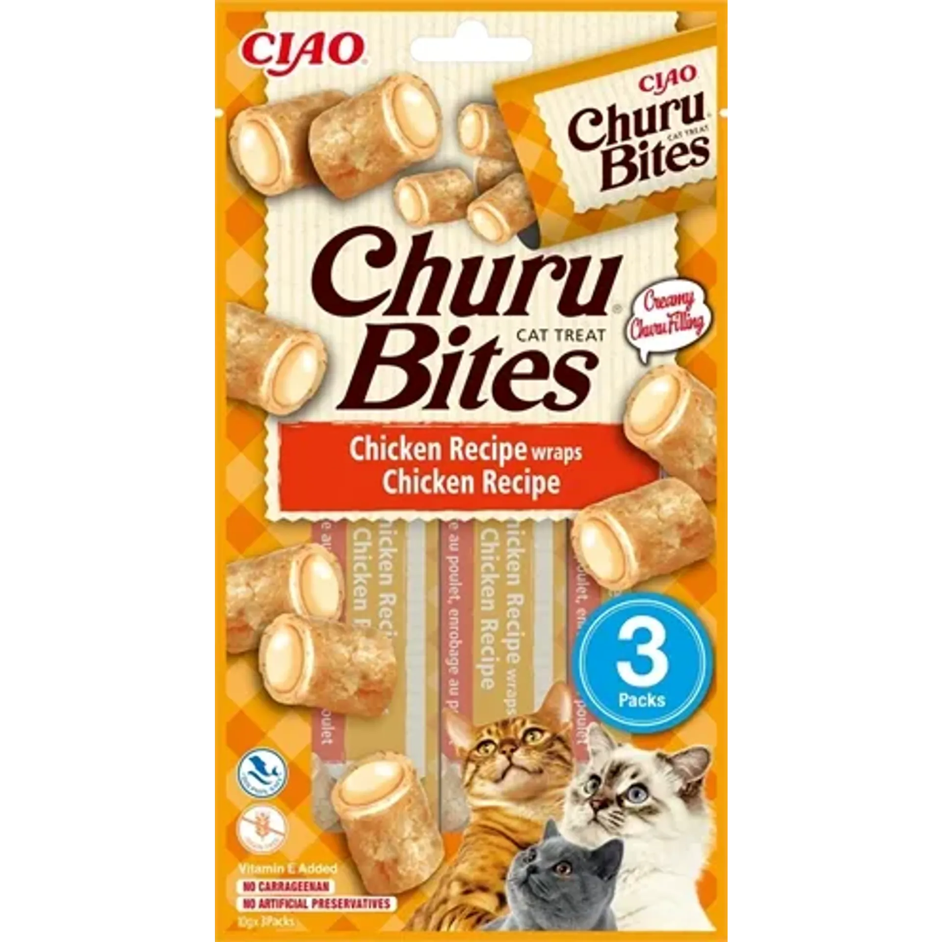 INABA CHURU BITES CAT CHICKEN RECIPE WRAPS 3X10 GR
