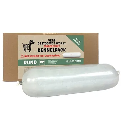 FREDS GESTOOMD VERS VLEES WORST KENNELPACK RUND TARWE EN GLUTENVRIJ 10X900 GR FREDS GESTOOMD VERS VLEES WORST KENNELPACK RUND TARWE EN GLUTENVRIJ 10X900 GR