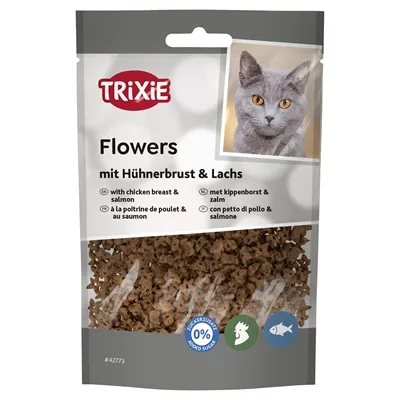 TRIXIE FLOWERS MET KIPPENBORST EN ZALM 50 GR TRIXIE FLOWERS MET KIPPENBORST EN ZALM 50 GR