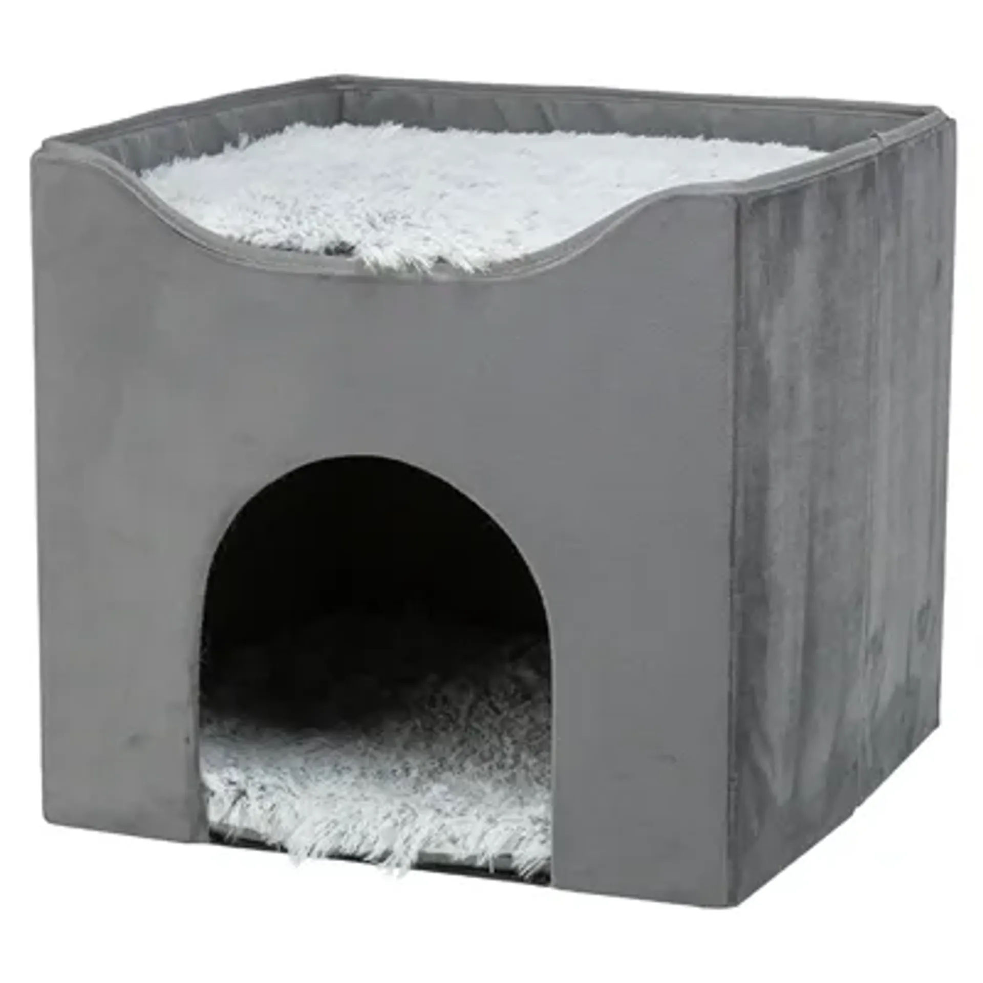 TRIXIE KATTENHUIS HARVEY GRIJS-WIT / ZWART 38X38X38 CM