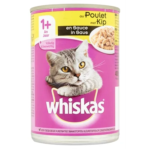 WHISKAS BLIK ADULT BROKJES IN SAUS KIP 12X400 GR WHISKAS BLIK ADULT BROKJES IN SAUS KIP 12X400 GR
