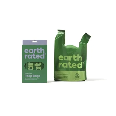 EARTH RATED POEPZAKJES MET HANDVATEN LAVENDEL GERECYCLED 120 ST EARTH RATED POEPZAKJES MET HANDVATEN LAVENDEL GERECYCLED 120 ST