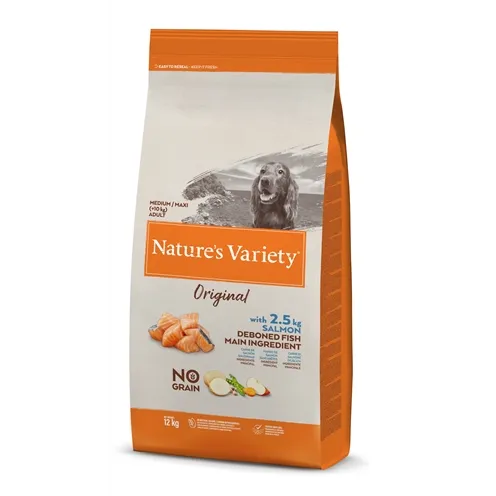 NATURES VARIETY ORIGINAL ADULT MEDIUM / MAXI SALMON NO GRAIN 12 KG NATURES VARIETY ORIGINAL ADULT MEDIUM / MAXI SALMON NO GRAIN 12 KG