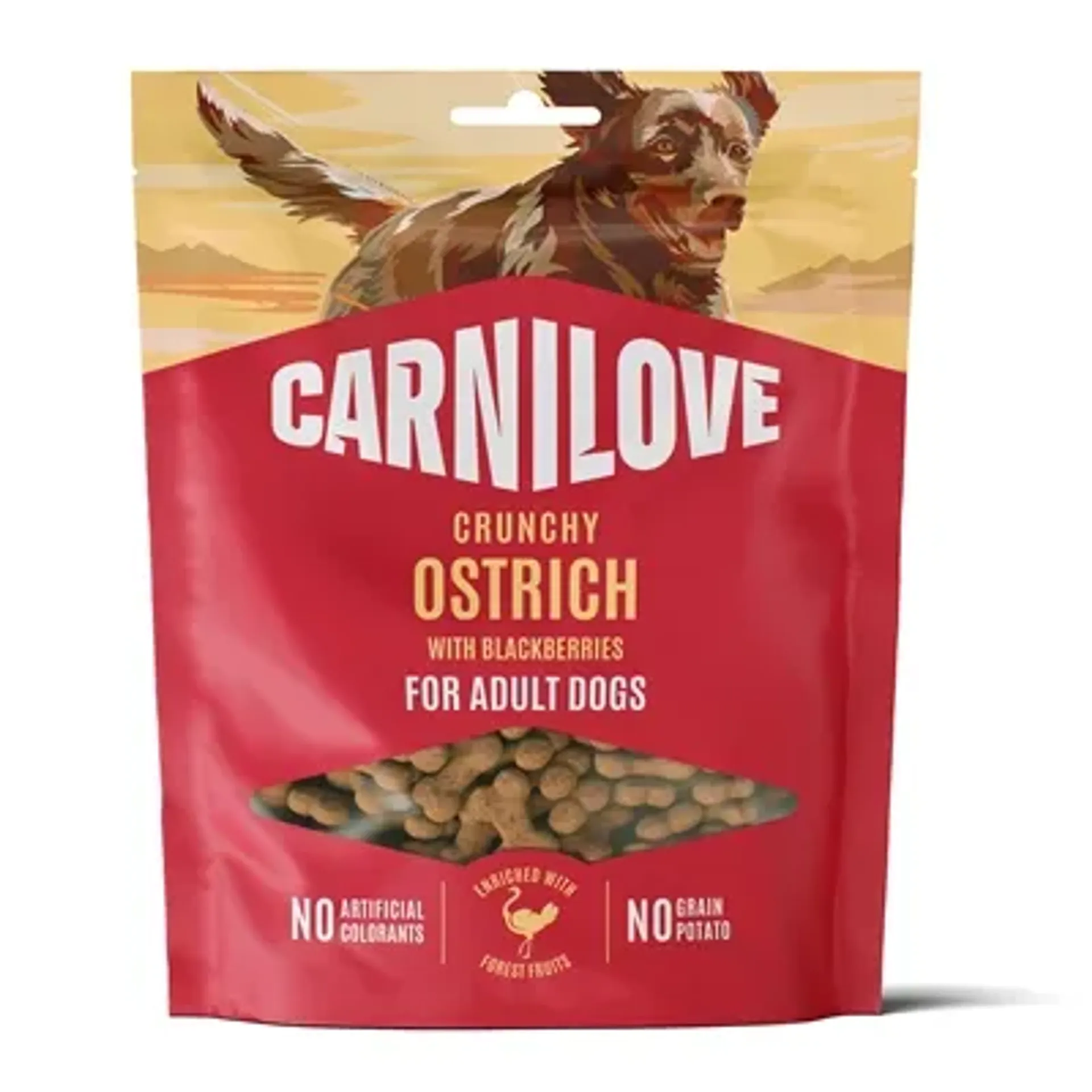 CARNILOVE CRUNCHY SNACK OSTRICH / BLACKBERRIES 200 GR