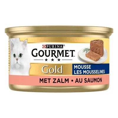 GOURMET GOLD FIJNE MOUSSE ZALM 24X85 GR GOURMET GOLD FIJNE MOUSSE ZALM 24X85 GR