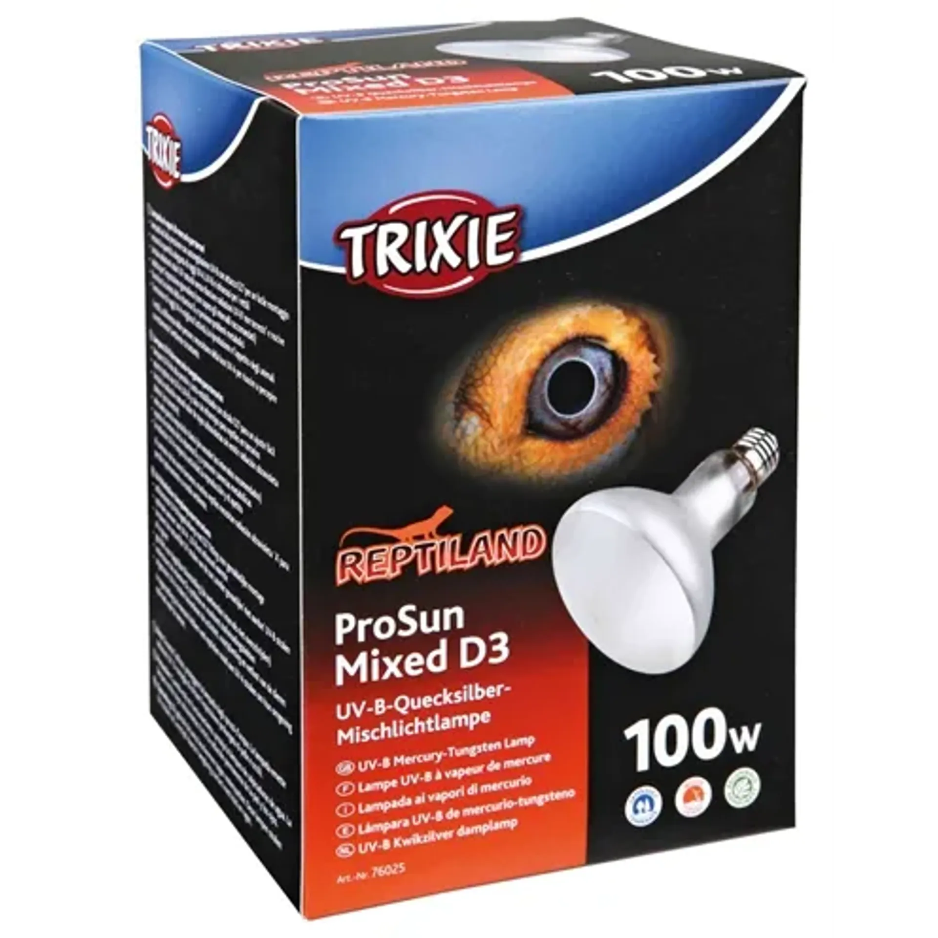 TRIXIE REPTILAND PROSUN MIXED D3 UV-B LAMP ZELFSTARTEND 100 WATT 9,5X9,5X13 CM