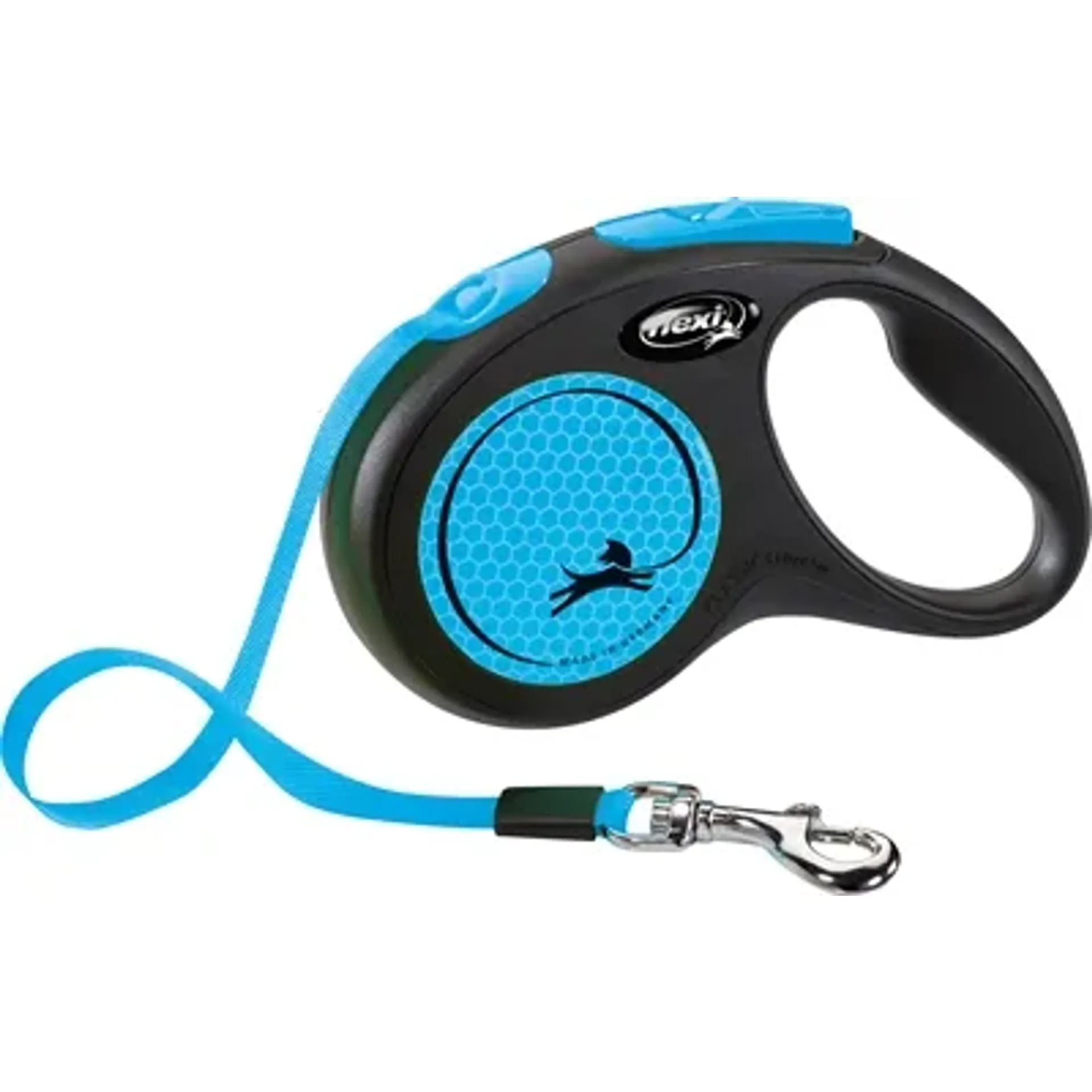 FLEXI ROLLIJN NEW CLASSIC NEON TAPE ZWART / BLAUW S 5 MTR TOT 15 KG