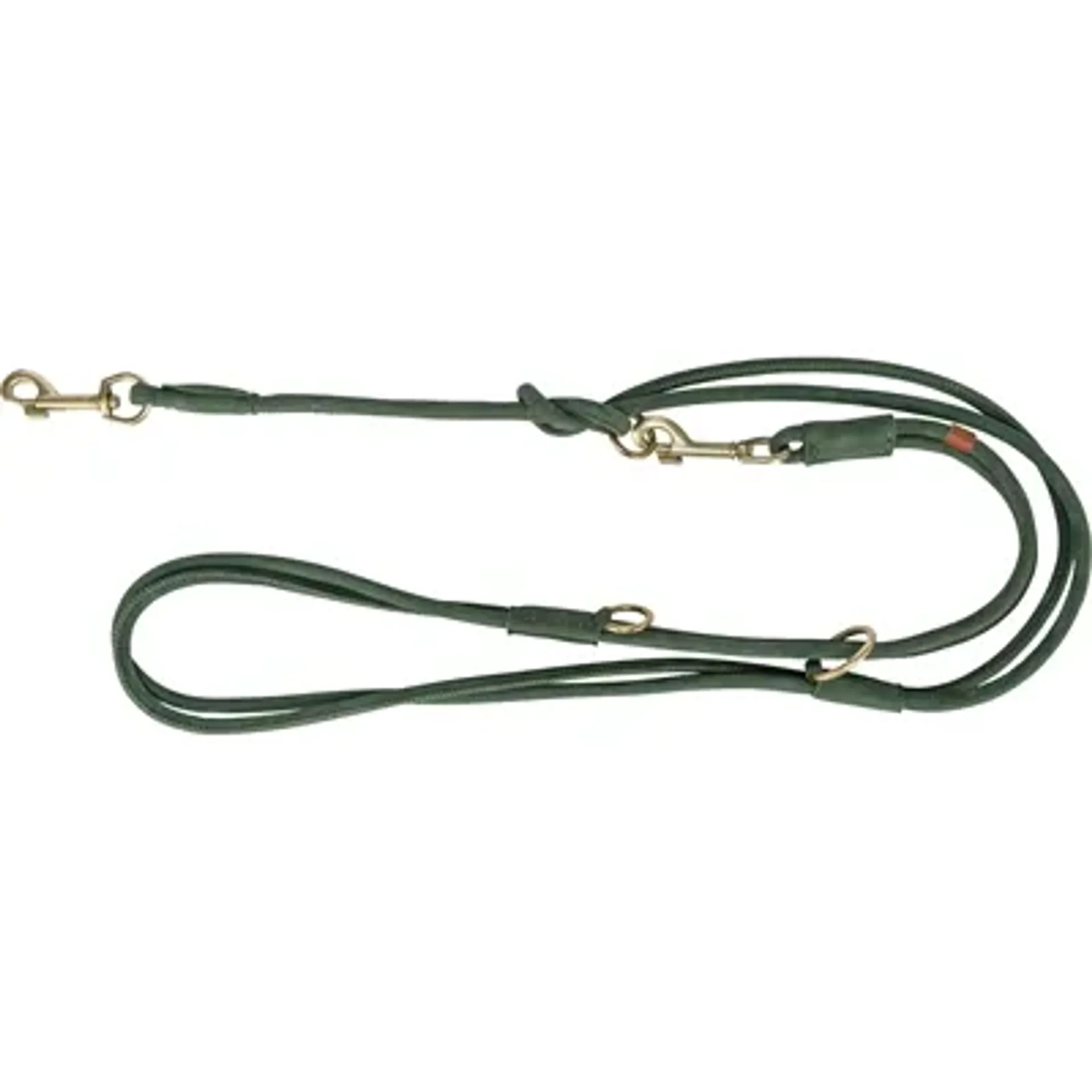 TRIXIE HONDENRIEM PURE VERSTELBAAR ROND GESTIKT LEER SALIEGROEN 200X1 CM