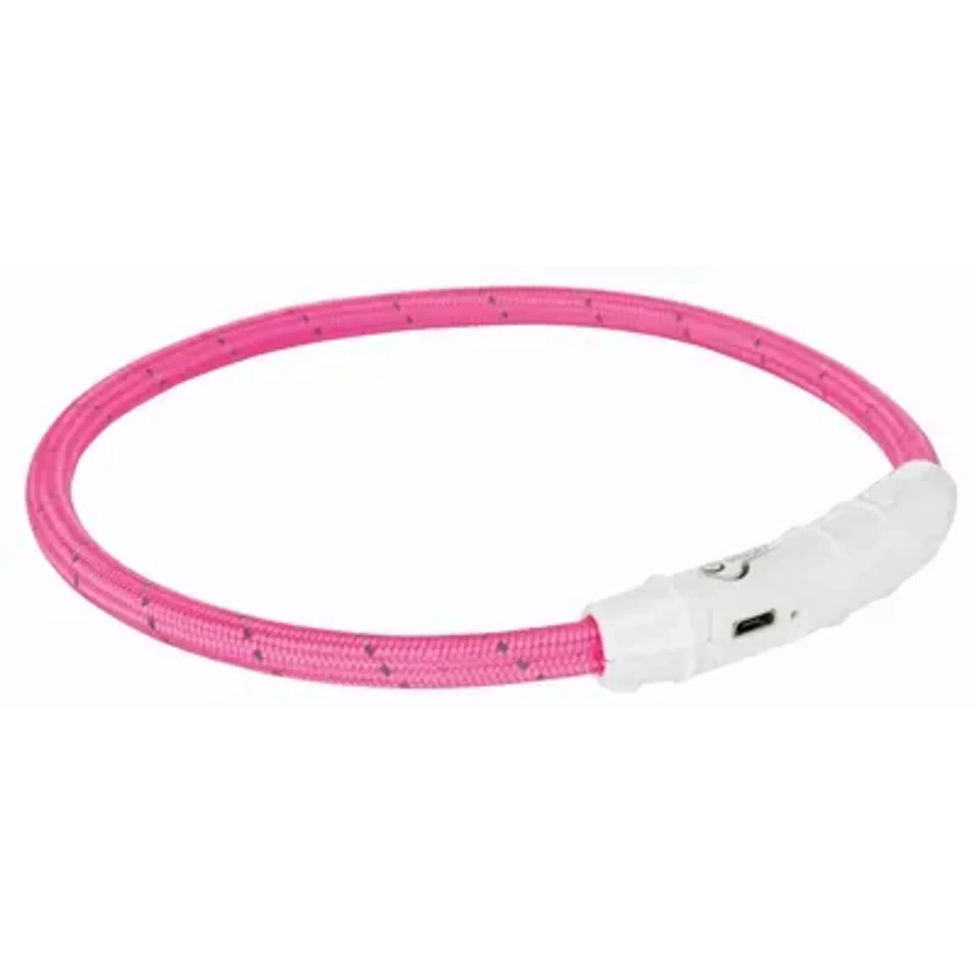 TRIXIE LICHTGEVENDE HALSBAND HOND FLASH USB TPU / NYLON ROZE 35X0,7 CM