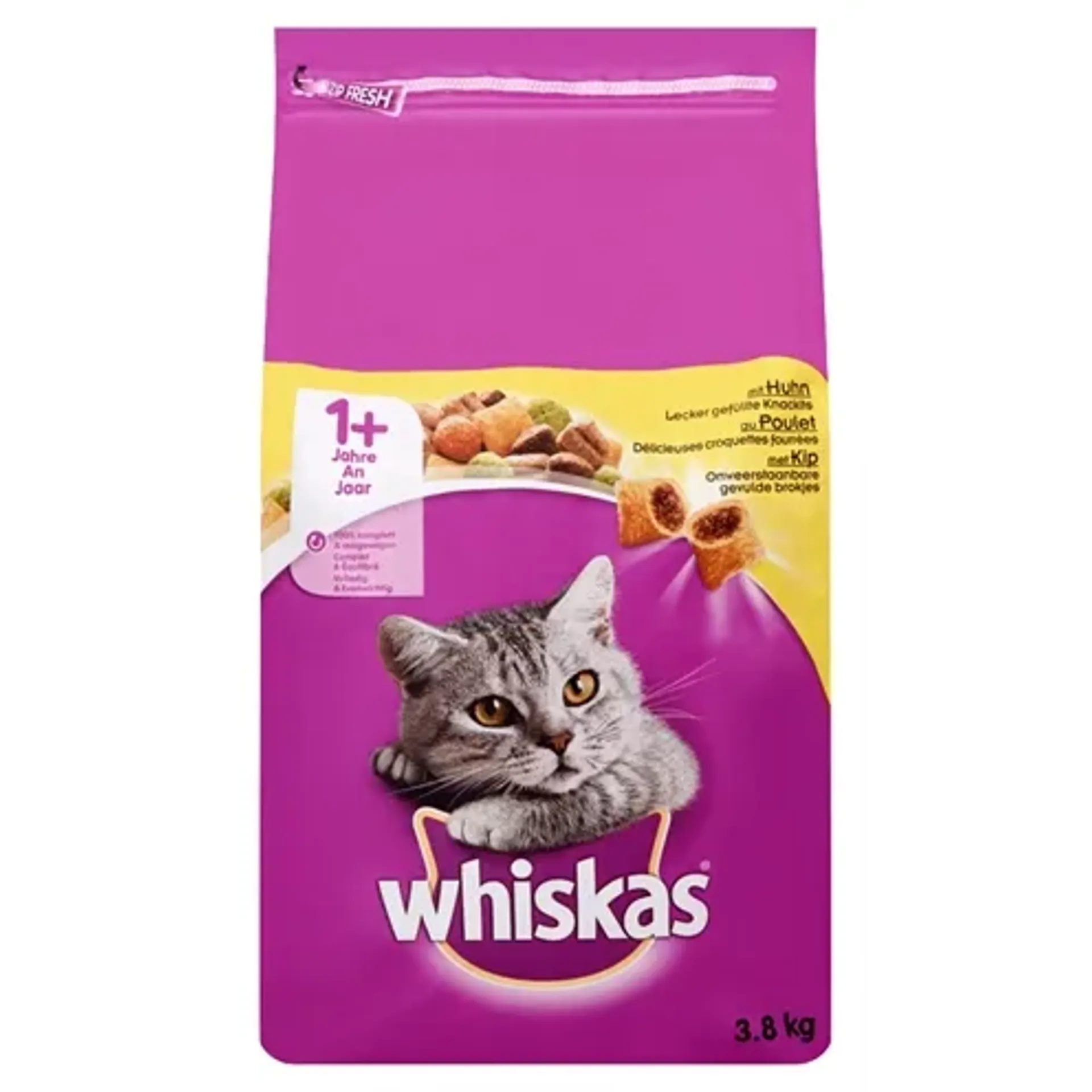 WHISKAS DROOG ADULT KIP 3,8 KG