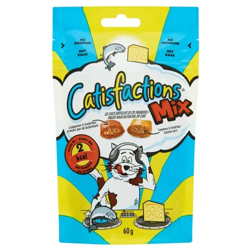 CATISFACTIONS MIX ZALM/KAAS 60 GR CATISFACTIONS MIX ZALM/KAAS 60 GR