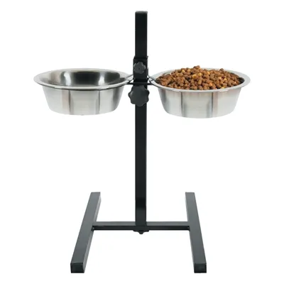 ZOLUX VOERSTANDAARD VOERBAK / WATERBAK VERSTELBAAR RVS 2X1,5 LTR 21 CM 51X45X26,5 ZOLUX VOERSTANDAARD VOERBAK / WATERBAK VERSTELBAAR RVS 2X1,5 LTR 21 CM 51X45X26,5