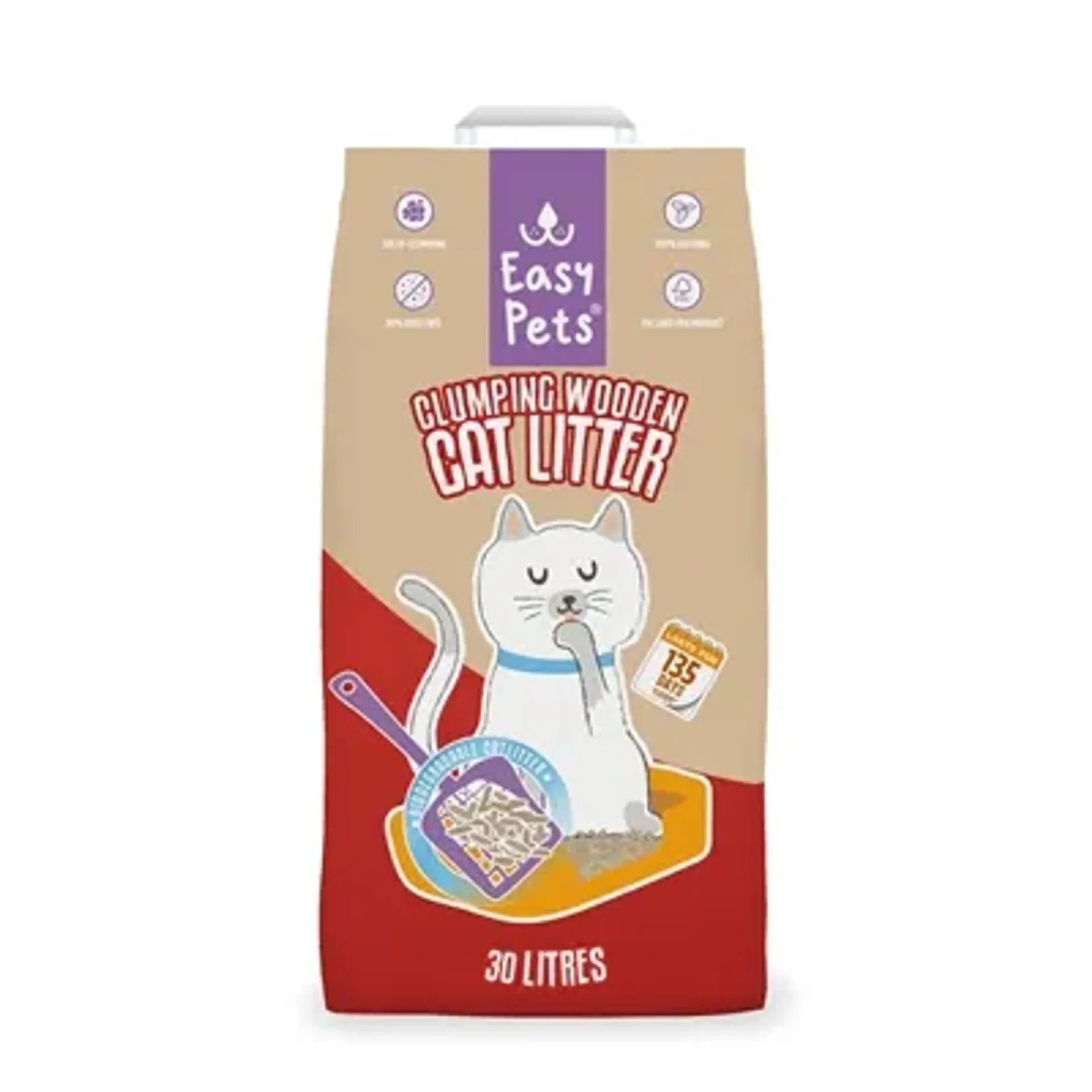 EASYPETS KATTENBAKVULLING CLUMPING WOOD 30 LTR