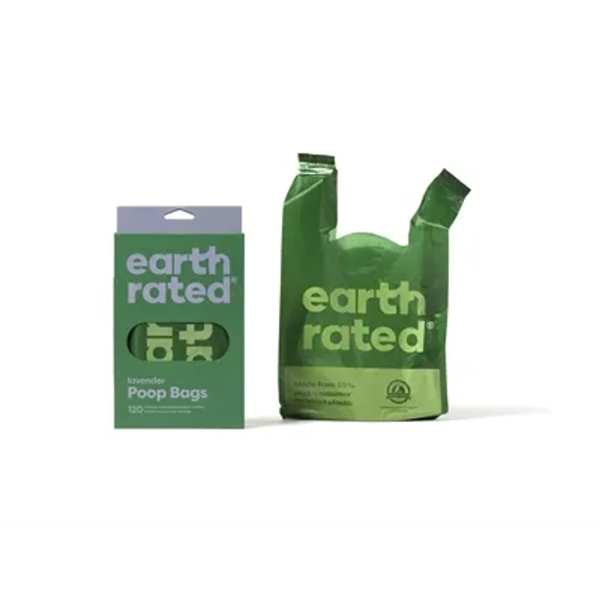 EARTH RATED POEPZAKJES MET HANDVATEN LAVENDEL GERECYCLED 120 ST