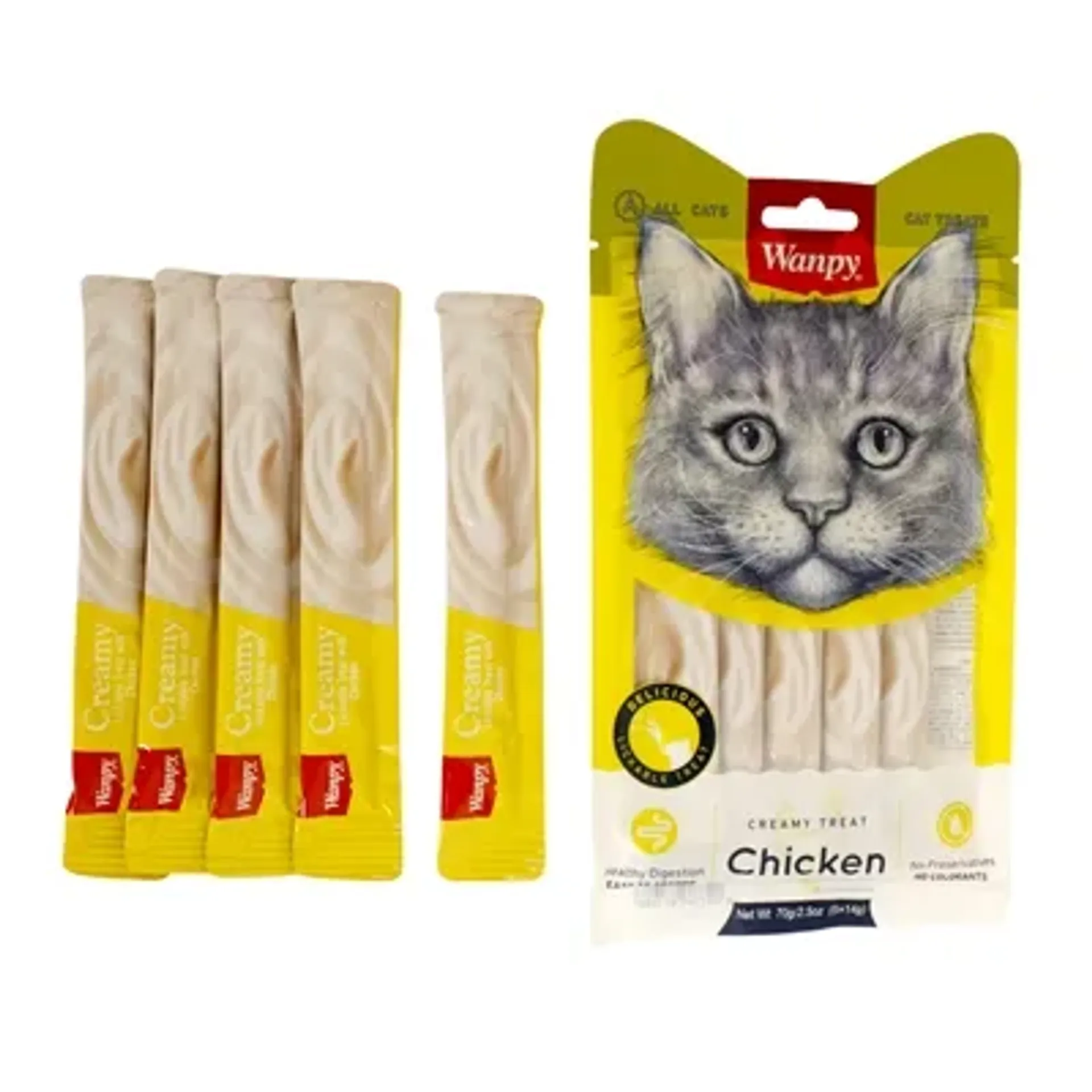WANPY CREAMY LICKABLE TREATS CHICKEN 14 GR 5 ST