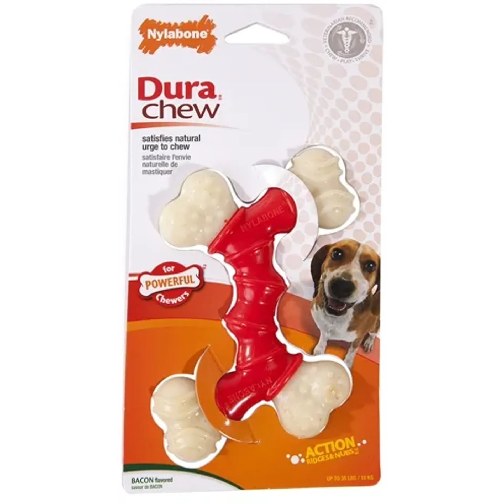 NYLABONE EXTREME CHEW VOOR HARDE BIJTERS BACONSMAAK TOT 16 KG 14X9,5X2 CM