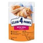 CLUB 4 PAWS PREMIUM ADULT POUCH KALF IN SAUS 24X85 GR CLUB 4 PAWS PREMIUM ADULT POUCH KALF IN SAUS 24X85 GR