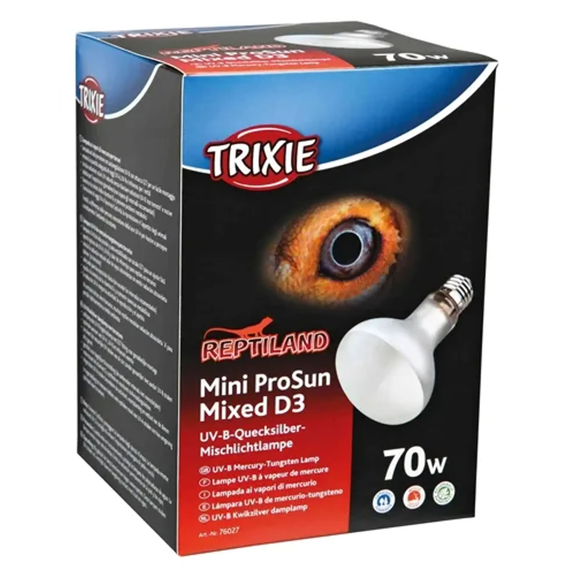 TRIXIE REPTILAND MINI PROSUN MIXED D3 UV-B LAMP ZELFSTARTEND 70 WATT 8X8X10,8 CM