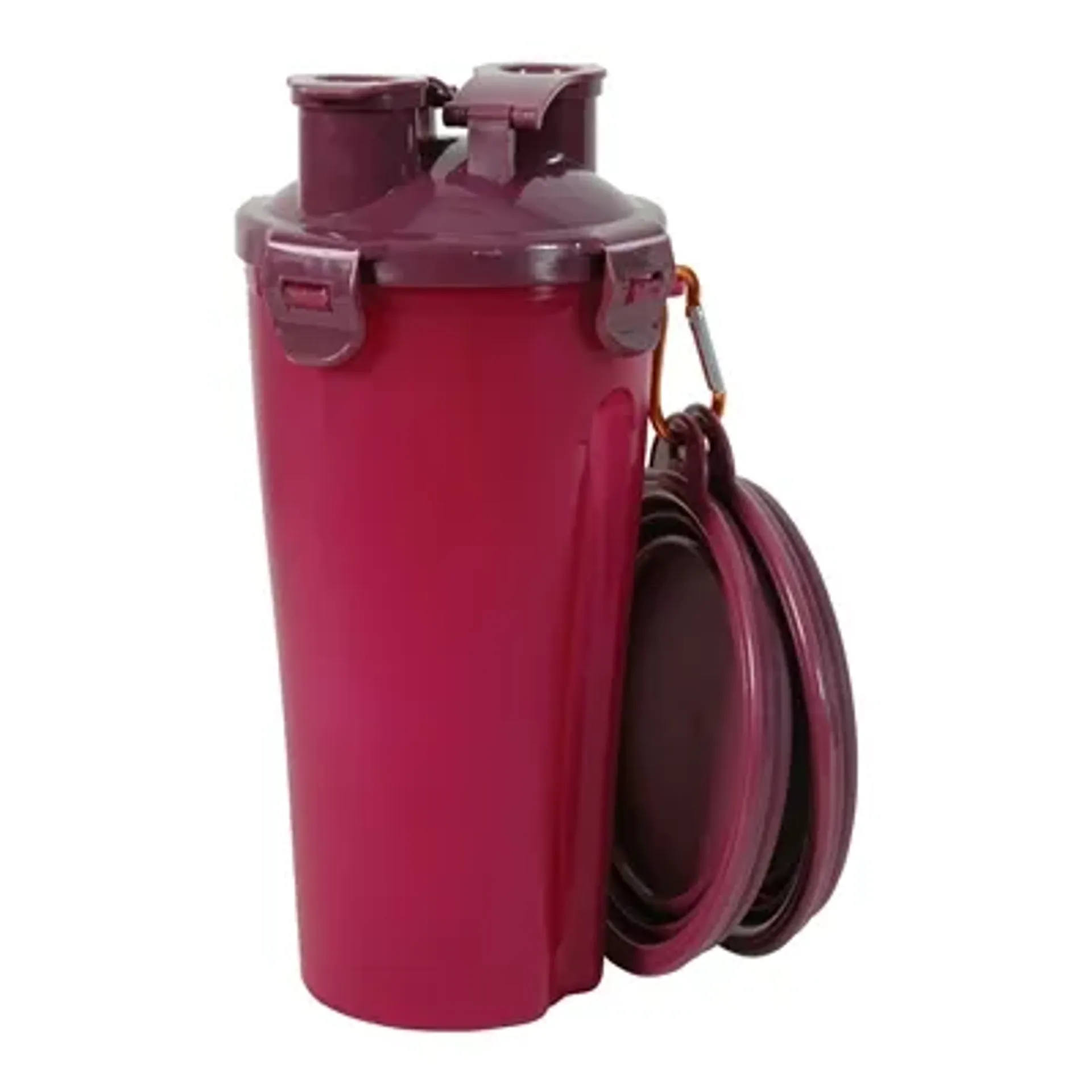 ZOLUX BVK 2IN1 REISSET FLES MET VOERBAK EN DRINKBAK ROOD 2X350 ML
