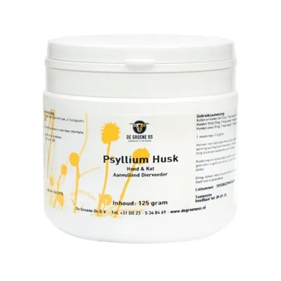 DE GROENE OS PSYLLIUM HUSK HOND / KAT 125 GR DE GROENE OS PSYLLIUM HUSK HOND / KAT 125 GR