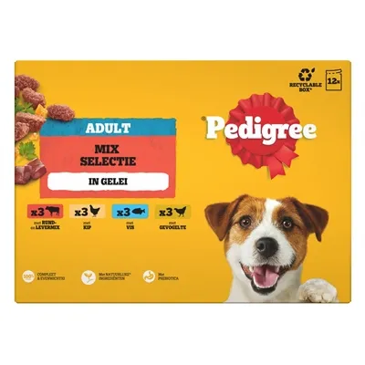 PEDIGREE MULTIPACK MAALTIJDZAKJES FAVOURITES IN GELEI 12X100 GR PEDIGREE MULTIPACK MAALTIJDZAKJES FAVOURITES IN GELEI 12X100 GR