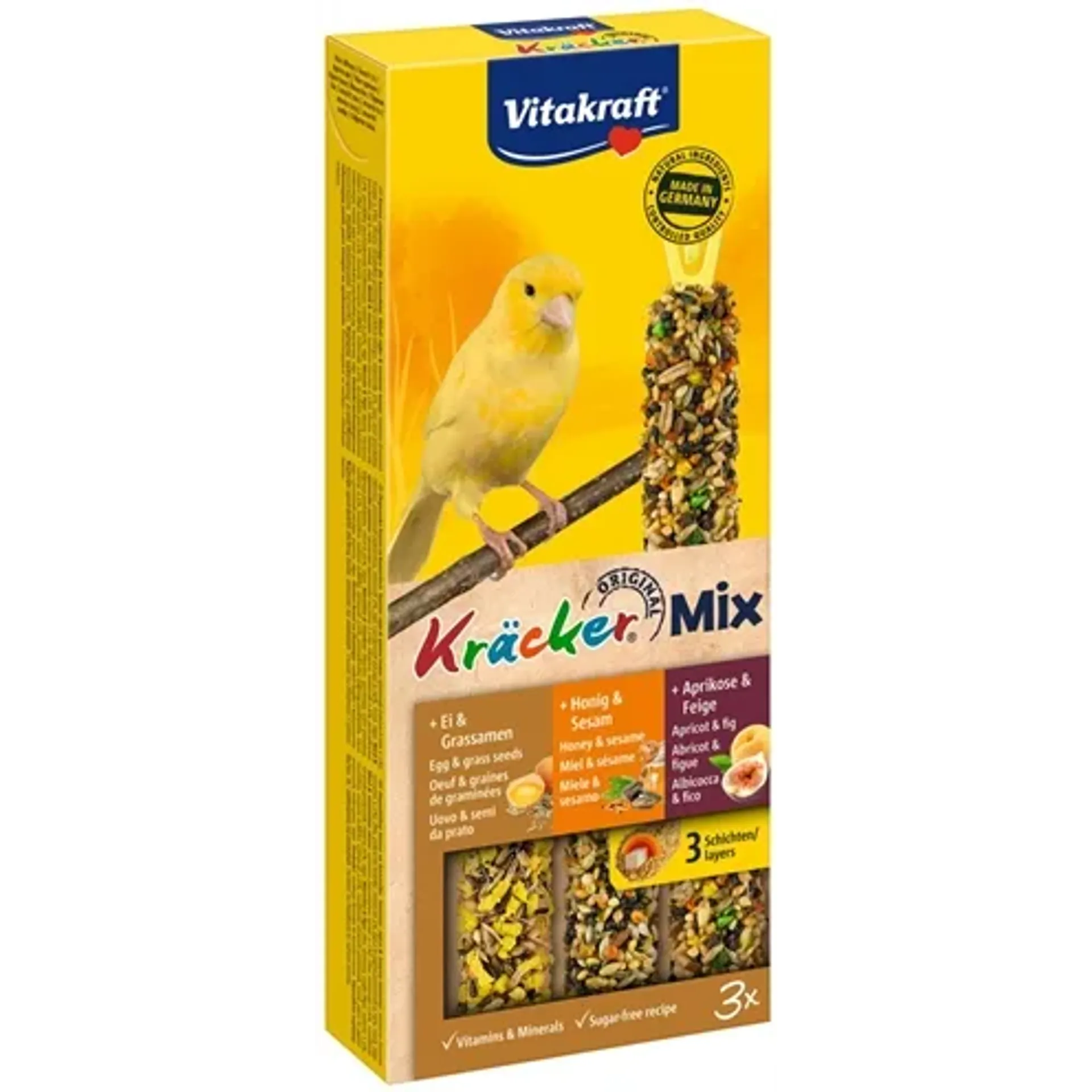 VITAKRAFT KANARIE KRACKER HONING/FRUIT/EI 3 IN 1